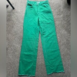 Zara Emerald Green Wide Leg Jeans